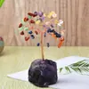 Base de cristal con astillas de cristal de colores, árbol de la fortuna, árbol de cristal, manualidades de decoración para el hogar, cristal rosa, amatista, cristal amarillo