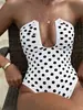 Traje de baño de una pieza retro con tirantes de lunares europeos y americanos transfronterizo para mujer, traje de baño sexy de alta gama ajustado, bikini de una pieza