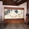 Pantalla divisoria para sala de estar, modelo nuevo 2025, pantalla exterior de imitación madera maciza, pantalla móvil de lujo para sala de estar y patio