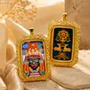 Colgante Thangka Pintado con Zaki Lamu y los Ocho Grandes Budas de la Riqueza, Deidades de la Riqueza Negras y Amarillas, Colgante Thangka Tibetano Estilo Chino