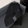 Pantalones Casuales Azul Marino de Corte Limpio Estilo Americano para Hombre, Pantalones Deportivos Holgados de Otoño, Pantalones de Pierna Recta Perezosos de Pierna Ancha