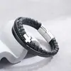 Pulsera de cruz de piedra volcánica transfronteriza europea y americana para hombre, moderna y versátil, estilo hip-hop, única y a la moda, accesorio de alta gama