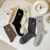 Nuevos Calcetines Deportivos de Estilo Coreano para Pareja de Color Maillard para Otoño e Invierno, de Caña Media, con Rayas Apiladas, de Moda Ins, Calcetines para Estudiantes