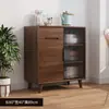 Aparador con marco de madera maciza, mueble bar moderno minimalista para sala de estar, vitrina de té, mueble de almacenamiento de cocina, mueble de almacenamiento integrado de pared