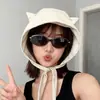 Sombrero de Sol Secado Rápido Little Devil para Mujer, Pañuelo para la Cabeza Fino Protector de Orejas con Orejas de Gato Lindas, Único para Salidas