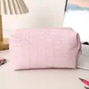 Bolsa de Tocador Portátil de Aspecto Elegante, Neceser de Mano, Almacenamiento de Viaje, Bolsa de Cosméticos de PU Impermeable de Gran Capacidad, Textura de Bambú