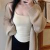 786 # Estilo Outono e Inverno Menina Doce e Picante Camisola Térmica com Bojos Embutidos, Top Justo e Valorizador para Mulheres