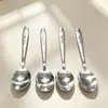 Cucharas de Acero Inoxidable de Alta Calidad para Uso Doméstico, Cucharas para Sopa, Cucharas para Arroz, Cucharas de Acero Inoxidable Puntiagudas Estilo Chino, Venta al por Mayor
