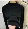 Suéter Espeso para Mujer de Otoño e Invierno con Forro Polar Integrado, Jersey de Cuello Medio, Prendas Básicas de Punto, Top Cálido, Cuello en V A9368
