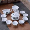 Conjunto de chá de cerâmica azul e branca, infusor de chá doméstico, gaiwan Kung Fu, conjunto completo de xícaras de chá simples, loja de fábrica atacadista transfronteiriça