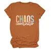 Camiseta Casual con Letras Europeas y Americanas para Mujer Chaos Coordinator Moda Amazon Ebay Holgada de Manga Corta