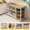 Aparador Estante de Almacenamiento de Cocina Mesa de Corte de Piso Multicapa Banco de Trabajo Multifuncional con Cesta de Malla Organizador de Almacenamiento