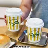 Taza de Café de Celebridad de Internet Taza de Papel Desechable para Café con Tapa Engrosada Comercial Doble Recubrimiento Universal Caliente y Frío Logo Impreso