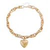 Joyería Transfronteriza Europea y Americana, Estilo Minimalista Cadena Gruesa Hueca en Forma de O, Collar con Colgante de Corazón Grande, Collar de Nicho Exagerado con Corazón de Amor