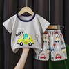 Conjunto de Shorts de Manga Curta de Verão para Crianças, Camiseta 100% Algodão, Estilo Fino para Meninos e Meninas, Nova Roupa Infantil 2026, Atacado para Meninos