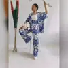 Roupa Feminina Verão 2024 Solta Tamanho Grande Estampada Manga Média Calça Wide Leg Conjunto Casual Feminino Tem Roupa Feminina Atacado