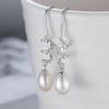 S925 Sterling Silver Pérola de Água Doce Twisted Gancho de Orelha Estilo Coreano Moda Simples Micro-incrustado Zircon Brincos DIY Jóias