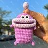 Funda para llave de coche de lana tejida a mano con forma de boca grande y bonita caricatura. Funda protectora para llave de coche con forma de boca de salchicha.