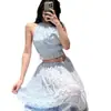 Vestido de Resort Spa Casual de Alta Gama Estilo Chanel Pure Desire Bikini Bikini Traje de Baño de Dos Piezas para Mujer