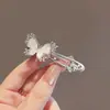 Pinza suave para flequillo, pinza para el cabello versátil y elegante, pinza de mariposa de cristal exquisita y lujosa con clip de pico de pato, pinza elegante para flequillo lateral
