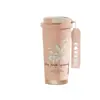 Taza de Café de Estilo Nuevo con Flores de Lirio del Valle, Taza Termo de Aspecto Elegante para Niñas, Gran Capacidad de Acero Inoxidable 316 con Doble Popote para Beber