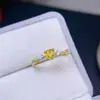 Anillo tesoro amarillo azul puro súper rosa cristal transparente gema grado 5A tamaño 5*5mm plata 925 incrustación de precisión