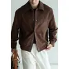 Chaqueta retro de pana y gamuza sintética con retazos y solapa estilo Old Money para hombre, abrigo corto casual de otoño 2026