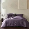 2026 Novo Conjunto Simples e Luxuoso de Quatro Peças 120S Algodão Integral Algodão de Fibra Longa Cor Sólida de Algodão Puro: Lençol de Cama, Capa de Edredom, Fronha e Colcha