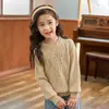 Suéter de lana pura para niños y niñas, nuevo jersey de punto trenzado con cuello redondo para otoño e invierno, suéter interior de punto de lana engrosado