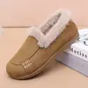 Invierno 2026 Nuevo Retro Más Terciopelo Punta Redonda Sin Cordones Cálidos Zapatos de Frijol para Mujer Tela de Plumón Terciopelo de Alta Calidad Zapatos de Algodón