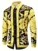 Camisa de otoño para hombre de estilo europeo y americano, de manga larga, con estampado digital, moda retro y un cuello elegante