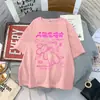 Tijeras de conejo estilo gótico punk caricatura camiseta de manga corta cuello redondo mujer manga corta hip hop holgada casual cuello redondo