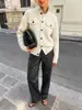 Cardigan de Punto Retro de Moda Transfronterizo Europeo y Americano con Cuello Alto para Mujer, Nuevo Suéter Corto Holgado de Otoño e Invierno, Prenda Exterior para Mujer