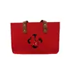 Estoque Pronto para Fornecimento de Sacolas de Armazenamento de Feltro Vermelho para Casamento, Bolsas Tote Pequenas de Feltro Vazadas com Caractere de Dupla Felicidade, Bolsas de Mão de Poliéster para Presente