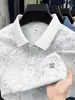 Camiseta de manga corta para hombre en transmisión en vivo, camisa tipo polo de algodón transpirable impresa, estilo business casual para hombres jóvenes y de mediana edad