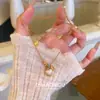¡Uso por ambos lados! Collar Colgante Anillo Corredizo Corazón de Melocotón Gota de Aceite Roja Diseño de Nicho Lujo Ligero Gama Alta Cadena Versátil para Suéter