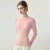 Suéter de cachemira pura listo para usar de primera línea para mujer, cuello redondo capa base 2 nuevos suéteres de punto elegantes de corte ajustado
