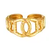 Estilo Ins Europeo y Americano Nueva Moda Anillo con Forma de Corazón de Acero Inoxidable Forma Especial Chapado en Oro Real Anillo Ajustable de Boca Viva Joyería