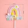 Globo Arcoíris Doble Inglés Feliz Cumpleaños Bandera de Color Decoración de Pastel Horneado Postre Disfraz Enchufe