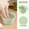 Tina para baño de pies para uso doméstico en invierno, adecuada para dormitorios, tazón de masaje para pies que se extiende hasta las pantorrillas, engrosada para otoño e invierno, tina para baño de pies para remojar los pies