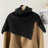 Estilo Coreano Outono e Inverno Versátil Cor Sólida Quente Gola Alta com Fenda Cachecol Gola Alta em Tricô de Lã