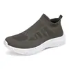 Zapatillas Deportivas de Calcetín Flyknit para Pareja Primavera 2024, Zapatos Deportivos, Zapatos Casuales, Zapatos para Hombre y Mujer de Talla Grande Transfronterizos, Verde Militar, Blanco y Negro
