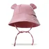 Sombrero de Cuenca de Gasa de Color Puro para Bebé de Verano Estilo Nuevo Europeo y Americano Orejas de Conejo Sombrero de Pescador Sombrero de Sol para Niños