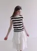 Chaleco de Punto sin Mangas con Cuello Redondo y Rayas Elegante para Mujer 2026 Verano Nuevo Talla Grande MM Delgado Temperamento Reductor de Edad Top