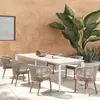 Mesa y sillas de patio para exteriores, mesa redonda grande para uso en exteriores, mesa de losa de roca, sillas de ratán, juego de mesa y sillas de comedor de ocio para patio de villa