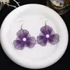 Brincos de Pérola com Flor Vazada em Cores Europeias e Americanas Leve Luxo Estilo Pastoral de Alta Qualidade Brincos Frescos Doces para Mulheres
