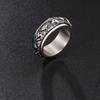 Anillo de dedo de encaje de tendencia europea y americana para combinar con todo, anillo de acero inoxidable giratorio descompresor con la verdad de seis caracteres para hombres y mujeres