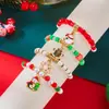 Venda Direta de Fábrica Pulseira de Natal Desenho Animado Cor Contrastante Vermelho e Verde Árvore de Natal Boneco de Neve Floco de Neve Pingente Pulseira Conjunto de Presente