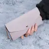 2026 Novo Modelo Carteira Longa Feminina Versátil de Cor Sólida com Múltiplos Porta-Cartões, Bolsa Clutch com Fecho de Botão, Bolsa de Celular Fashion, Carteira de Couro Macio