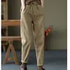 Pantalones gruesos de otoño e invierno 2023 pantalones casuales nuevos cintura elástica para mujer pantalones Harlan con felpa color liso moda de primavera pantalones largos